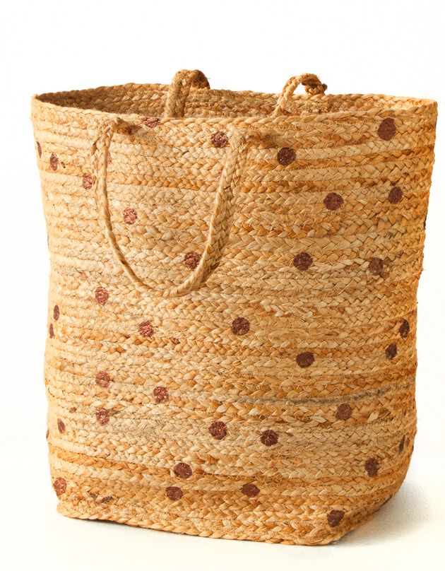 Panier jute tressé naturel / pois cuivre (naturel/cuivre)