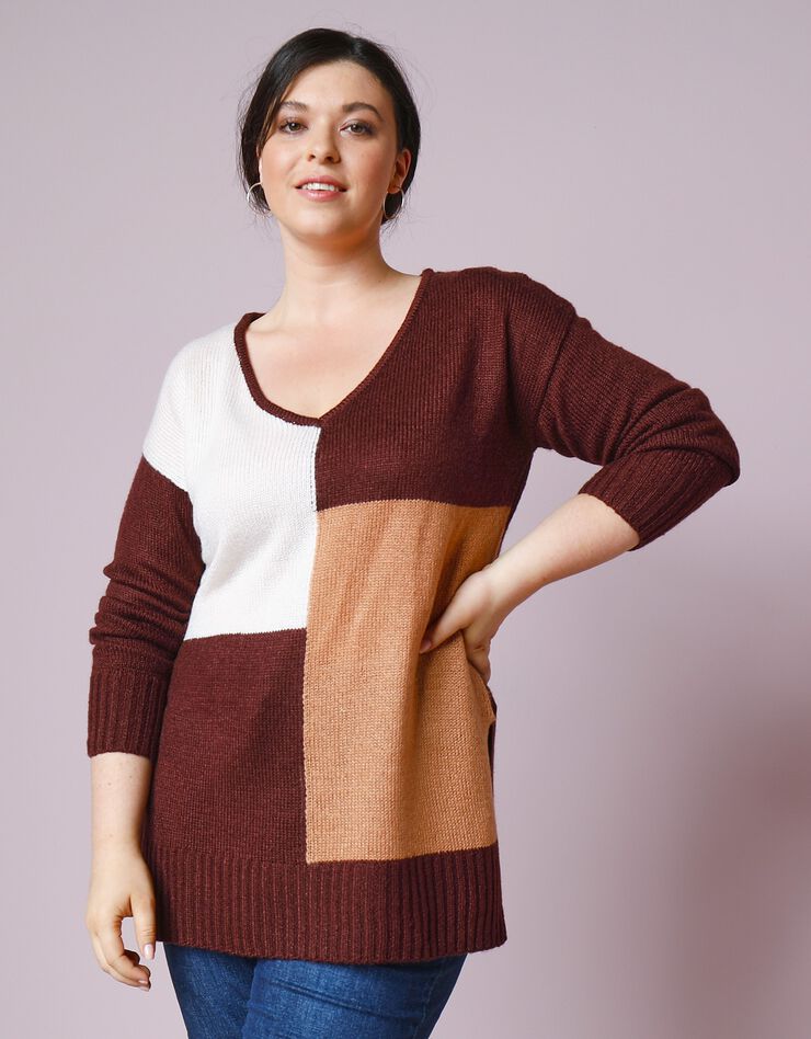 Pull tunique toucher mohair (chocolat / caramel) Pull tunique toucher mohair (chocolat / caramel)