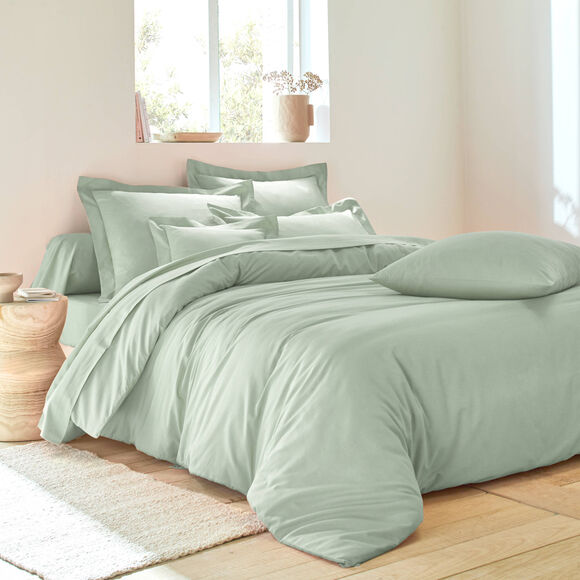 Linge de lit uni polyester-coton Colombine (vert amande)