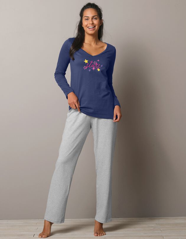 Tee-shirt de pyjama manches longues imprimé Estrella  (marine)