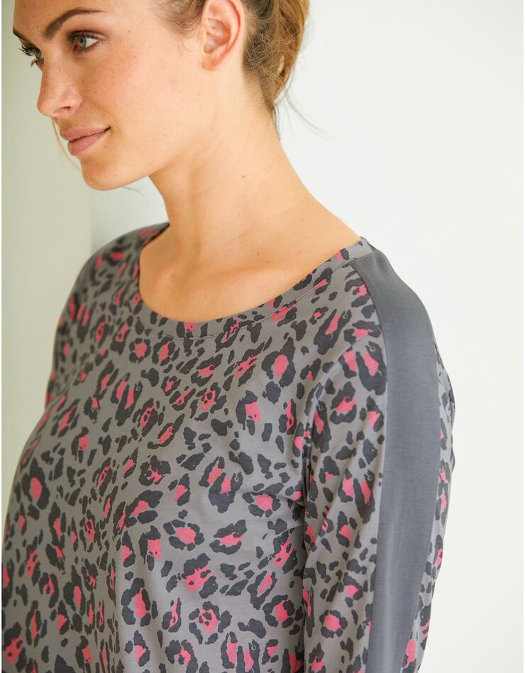 Chemise de nuit imprimée léopard (gris) Chemise de nuit imprimée léopard (gris)