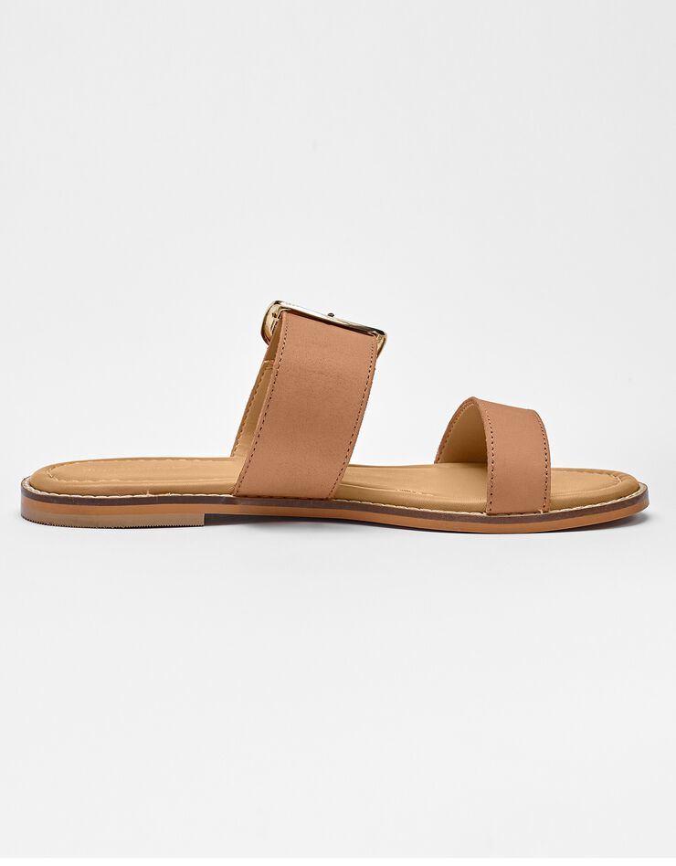 Mules plates éco-conçues en cuir naturel à boucle (caramel) Mules plates éco-conçues en cuir naturel à boucle (caramel)