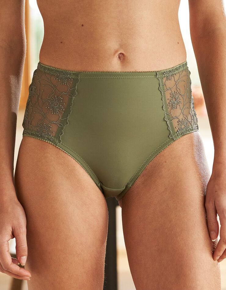 Culotte haute tulle brodé et microfibre Callao (kaki) Culotte haute tulle brodé et microfibre Callao (kaki)