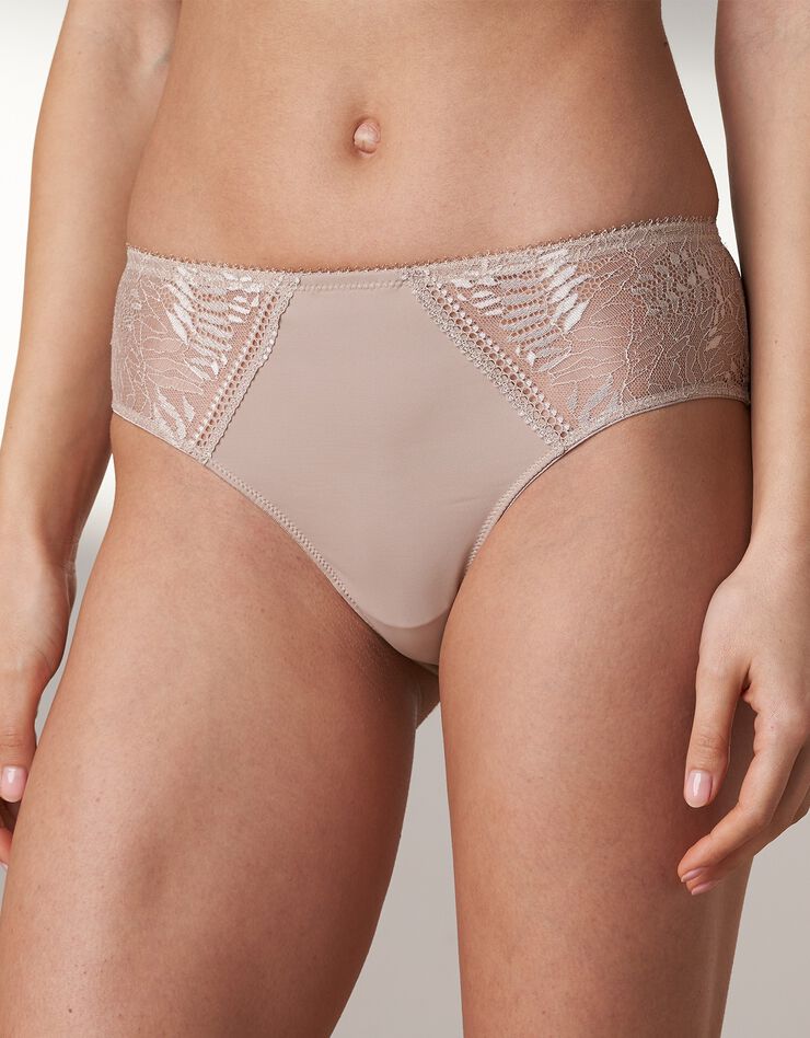 Culotte forme midi microfibre et dentelle stretch Camana - Lot de 2 (beige) Culotte forme midi microfibre et dentelle stretch Camana - Lot de 2 (beige)