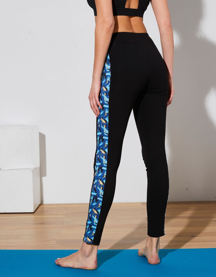 Legging bande côté imprimée (noir / turquoise) Legging bande côté imprimée (noir / turquoise)
