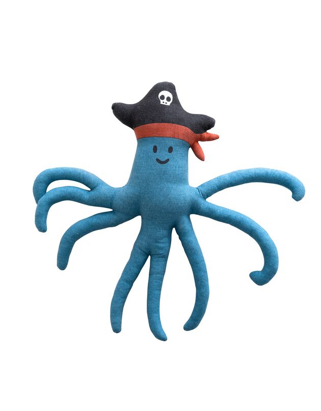 Coussin garni enfant "pieuvre" (bleu)