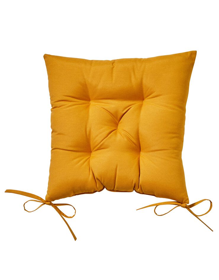 Galette de chaise carrée imprimé feuillage - lot de 2 (jaune)