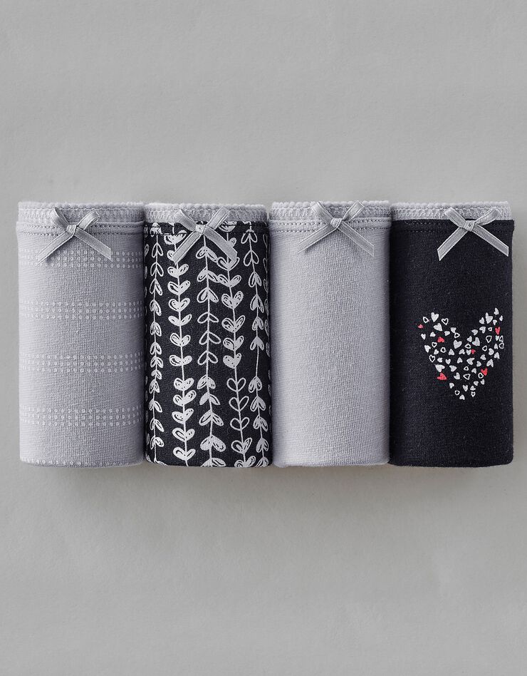 Shorty imprimé «motifs cœur» en coton – Lot de 4 assortis (noir / blanc) Shorty imprimé «motifs cœur» en coton – Lot de 4 assortis (noir / blanc)