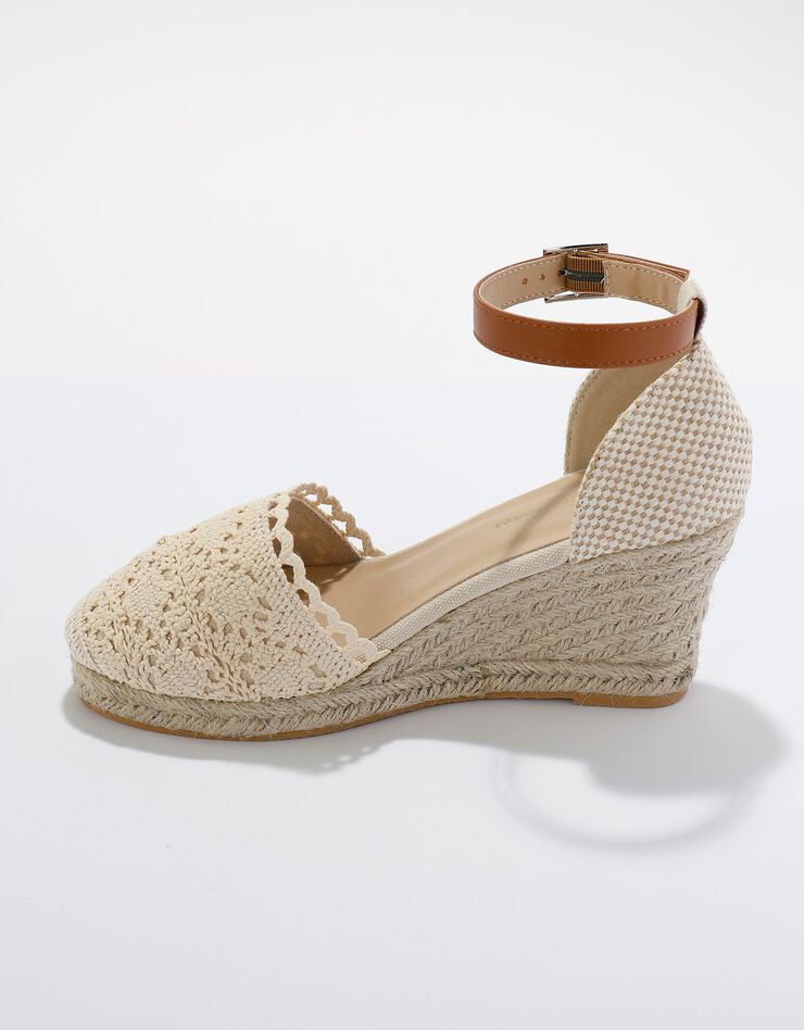 Sandales compensées macramé semelle corde (écru)