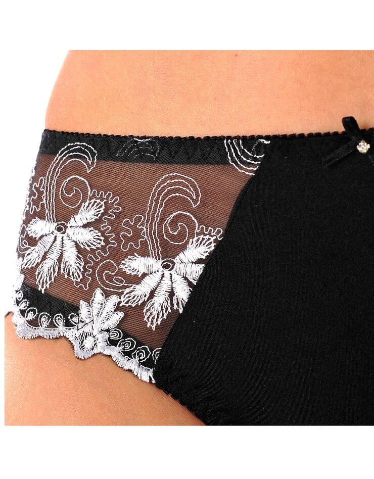 Culotte maille satinée et tulle brodé Calenca (noir) Culotte maille satinée et tulle brodé Calenca (noir)