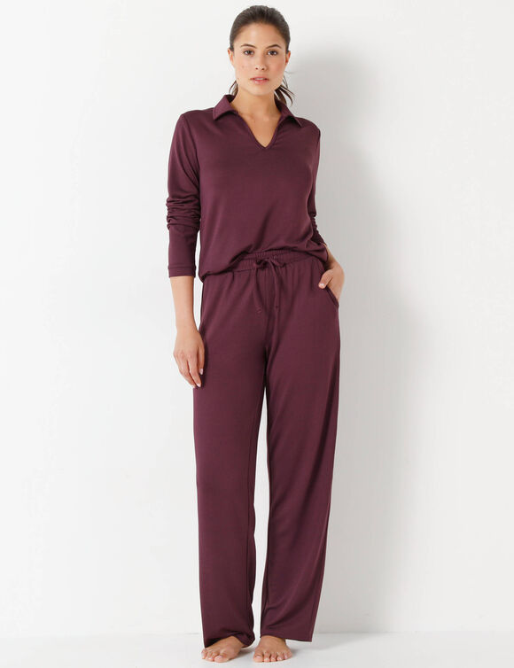 Pyjama doux colo polo (aubergine)