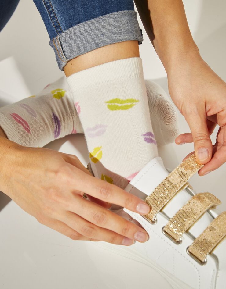 Chaussettes fantaisie à motifs girly - lot de 3 (écru) Chaussettes fantaisie à motifs girly - lot de 3 (écru)