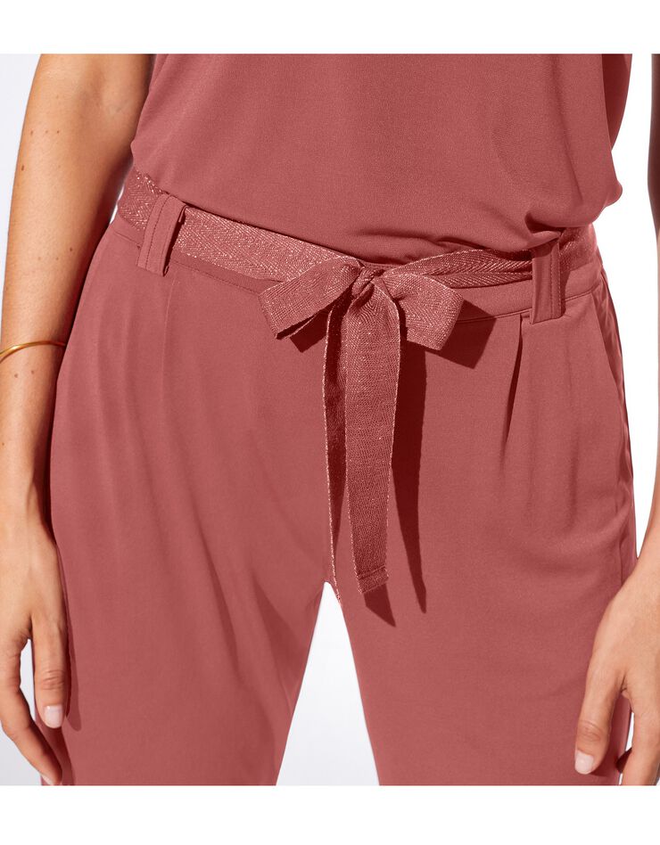 Pantalon coupe droite uni, maille (tomette) Pantalon coupe droite uni, maille (tomette)
