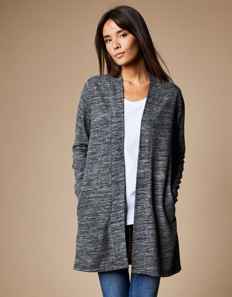 Gilet long jesey gratté (gris anthracite) Gilet long jesey gratté (gris anthracite)