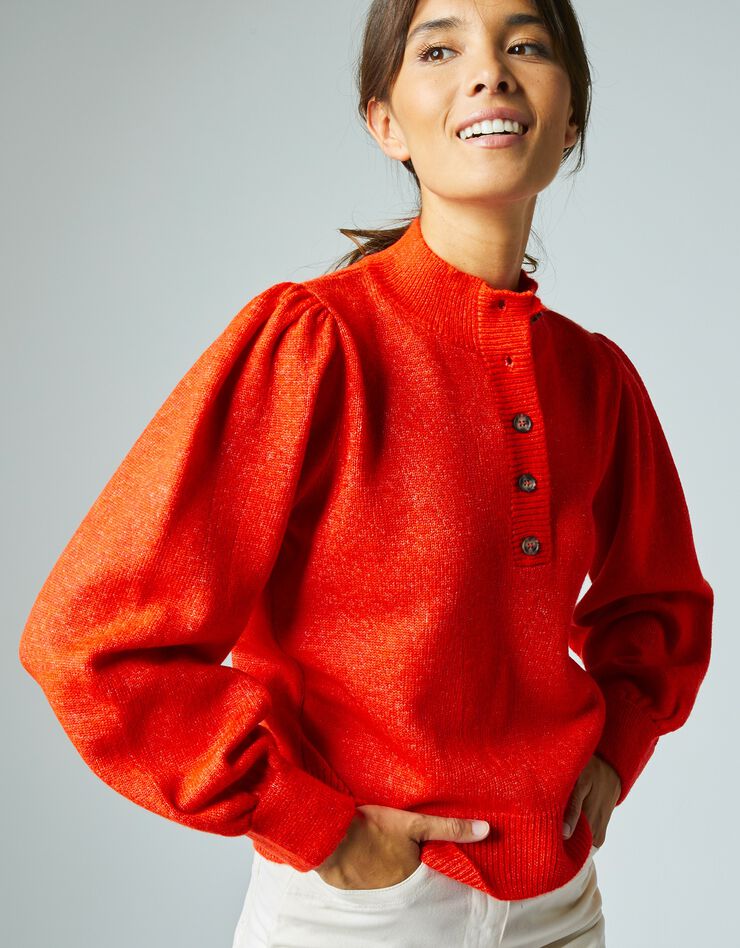 Pull jersey manches longues bouffantes (orange) Pull jersey manches longues bouffantes (orange)
