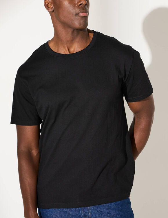T-shirt col rond manches courtes (noir)