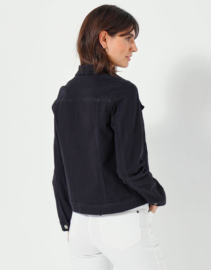Veste boutonnée en jean (noir)