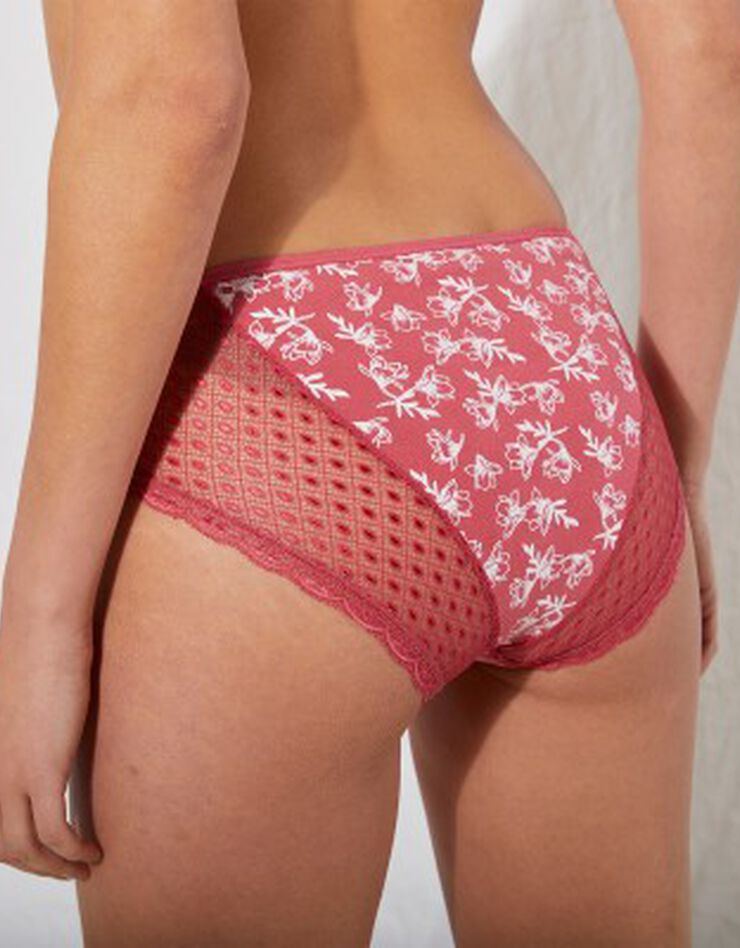 Culotte maxi dentelle coton imprimé "papillons" Tropea - lot de 4 (cerise + vert d'eau) Culotte maxi dentelle coton imprimé "papillons" Tropea - lot de 4 (cerise + vert d'eau)