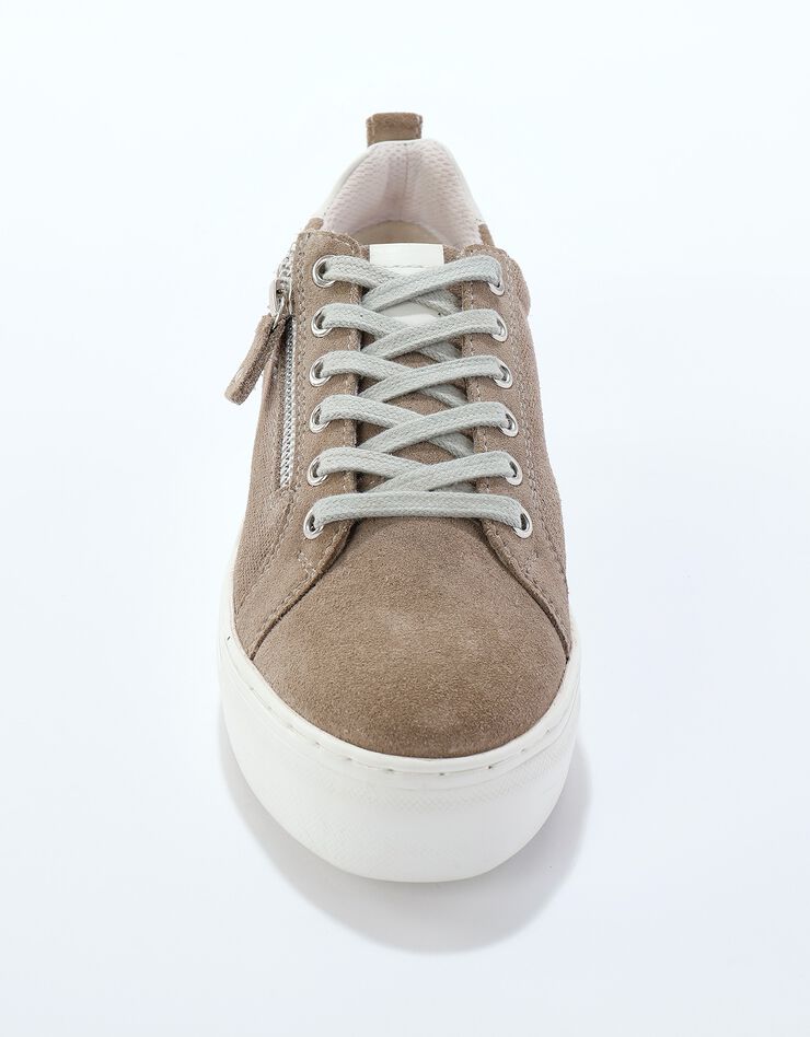 Baskets compensées cuir (taupe grisé)