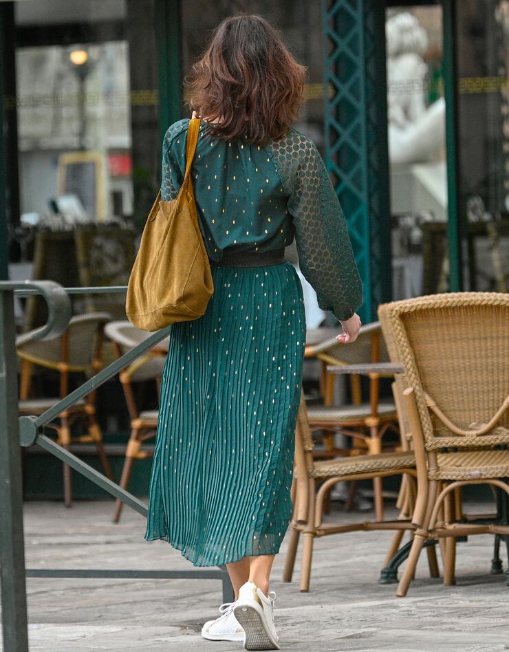 Blouse imprimée manches dentelle (vert / doré) Blouse imprimée manches dentelle (vert / doré)