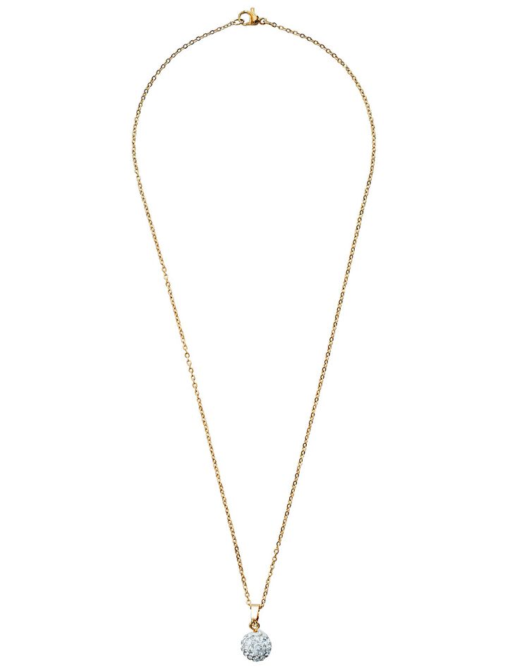 Collier boule cristaux et doré or fin (doré)