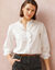 Chemisier uni col volanté  (écru) Chemisier uni col volanté  (écru)