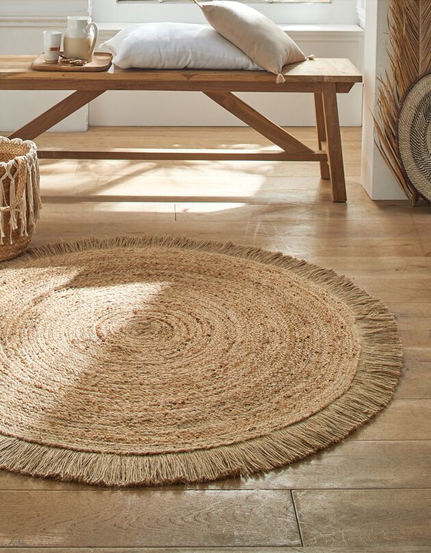 Tapis rond jute naturelle à franges (jute)