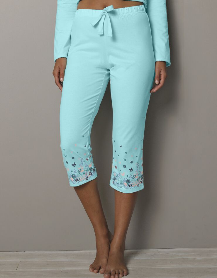 Pantacourt base imprimée bucolique - coton jersey (aqua) Pantacourt base imprimée bucolique - coton jersey (aqua)