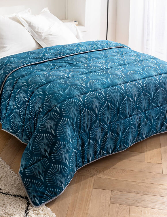 Couette coton imprimée Palmito 400 g/m² (bleu)