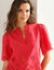 Blouse col tunisien manches courtes, broderie anglaise (framboise)