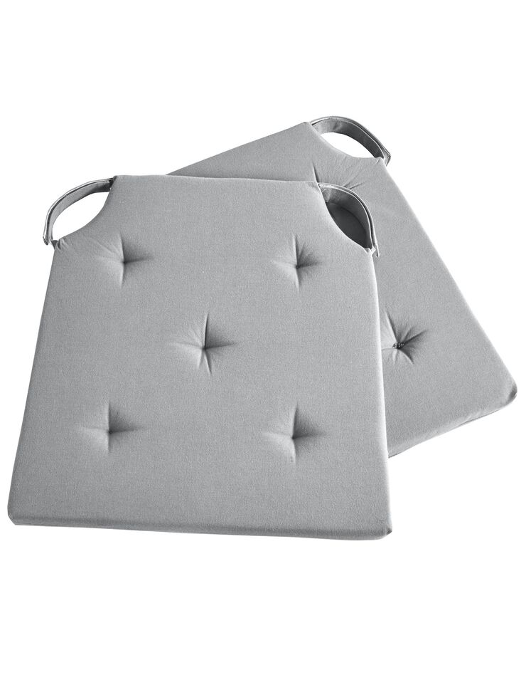 Galette de chaise unie carrée coton - lot de 2 (gris perle)