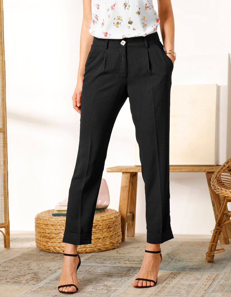 Pantalon fuselé 7/8ème fluide (noir)