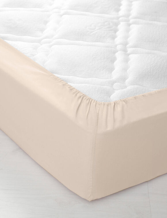 Drap-housse uni coton grands bonnets 40 cm (sable)