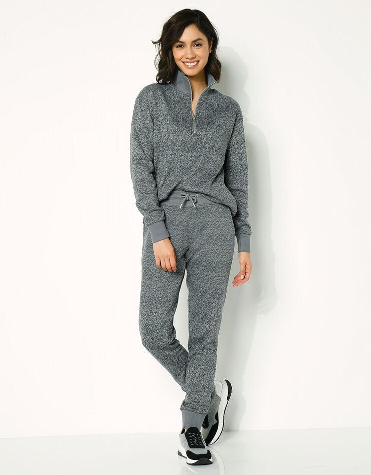Pantalon jogging en molleton imprimé chiné (gris chiné) Pantalon jogging en molleton imprimé chiné (gris chiné)