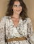 Robe longue cache-coeur manches 7/8, imprimé cachemire (beige)