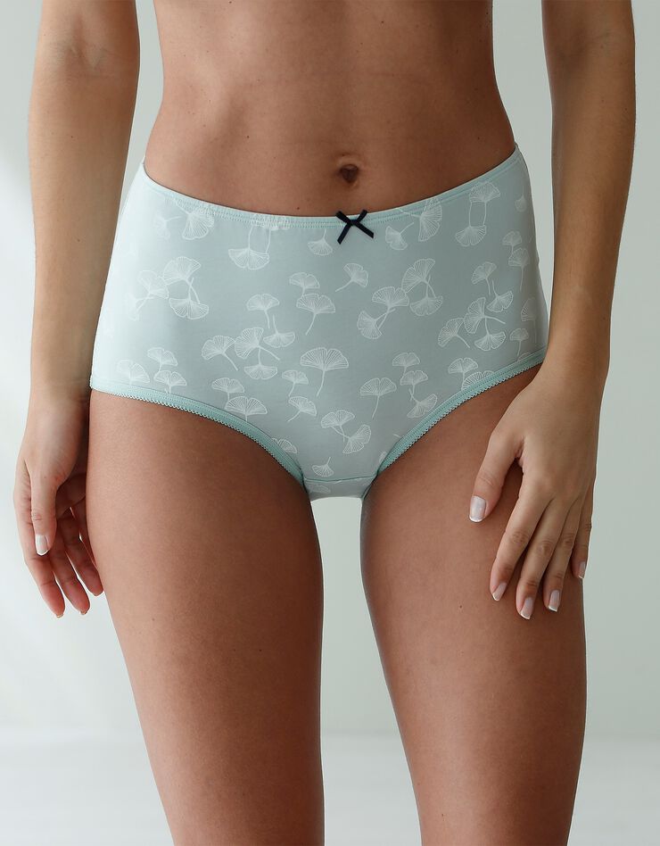 Culotte coton maxi imprimée "ginkgo" - lot de 6 (tilleul / marine) Culotte coton maxi imprimée "ginkgo" - lot de 6 (tilleul / marine)