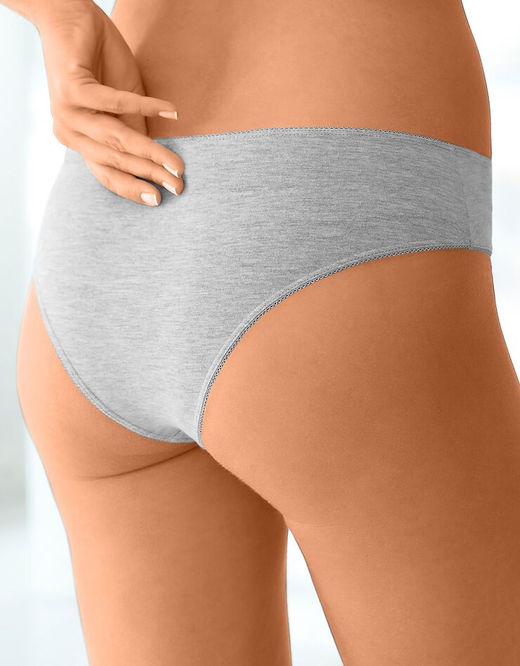 Culotte forme tanga coton stretch - Lot de 4 (gris chiné + noir) Culotte forme tanga coton stretch - Lot de 4 (gris chiné + noir)