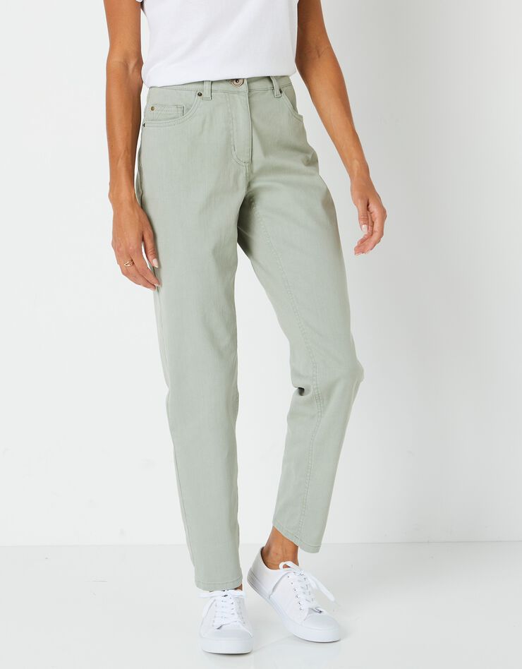 Jean stretch coupe mom couleur, spécial petites (kaki clair) Jean stretch coupe mom couleur, spécial petites (kaki clair)