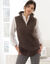 Pull tunique en côte sans manches, col montant zippé (chocolat)