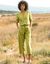 Chemise coton lin (vert mousse)