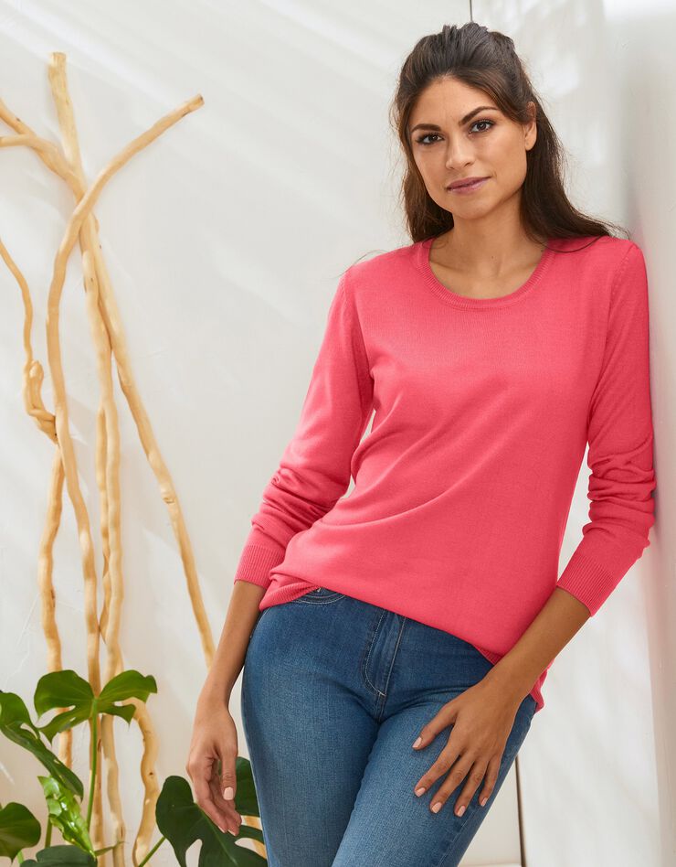 Pull col rond uni toucher cachemire (grenadine) Pull col rond uni toucher cachemire (grenadine)