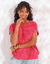 Pull maille crochet, uni (rose)