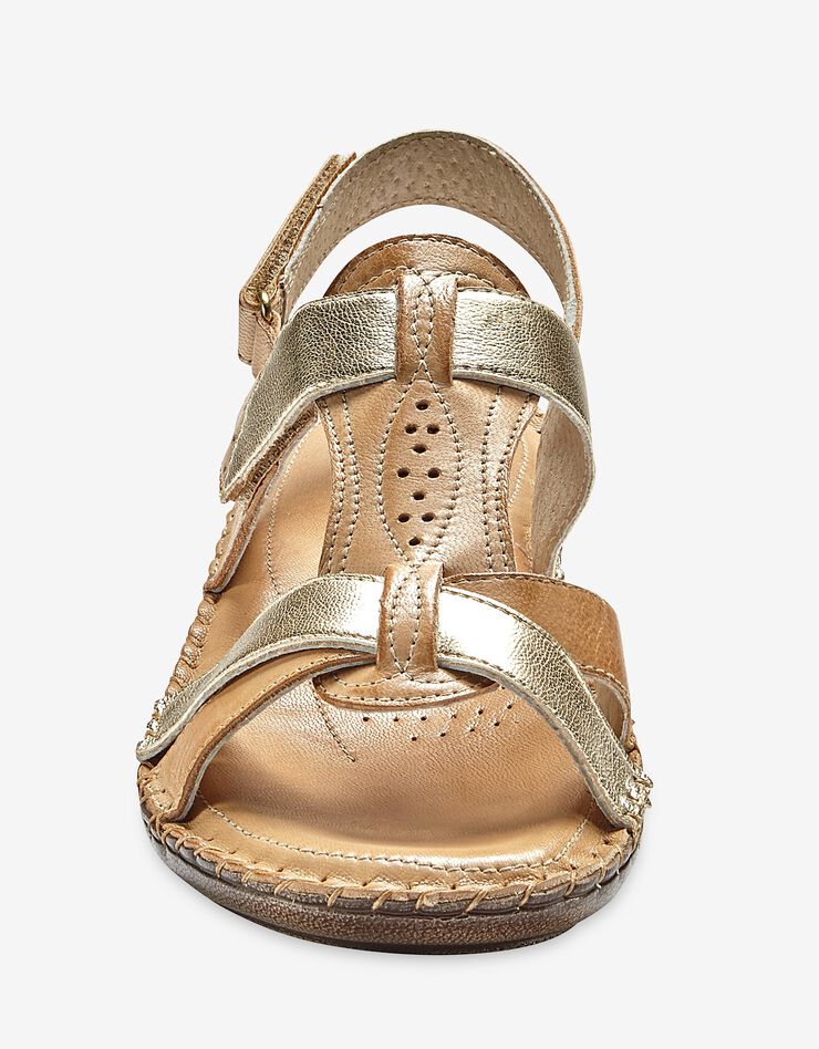 Sandales bicolores en cuir extra souple - beige (beige)