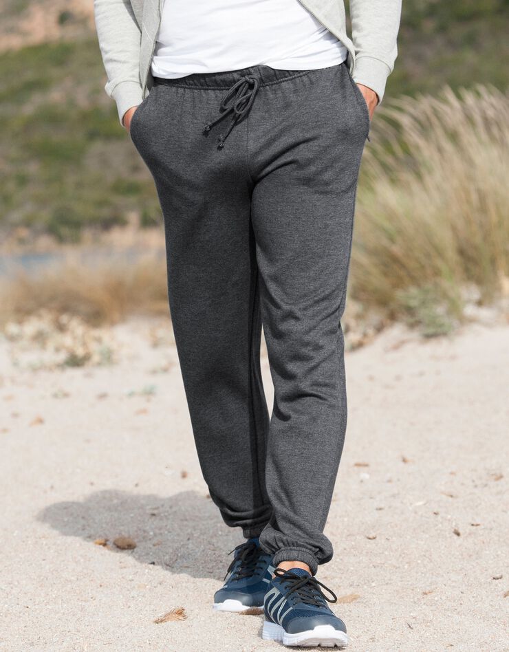 Pantalon jogging molleton bas élastiqué (anthracite chiné) Pantalon jogging molleton bas élastiqué (anthracite chiné)