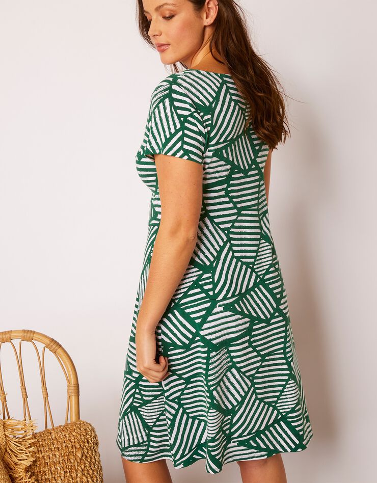 Robe courte imprimée manches courtes (vert / blanc) Robe courte imprimée manches courtes (vert / blanc)