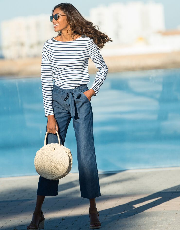 Tee-shirt marinière col bateau (blanc / bleu) Tee-shirt marinière col bateau (blanc / bleu)