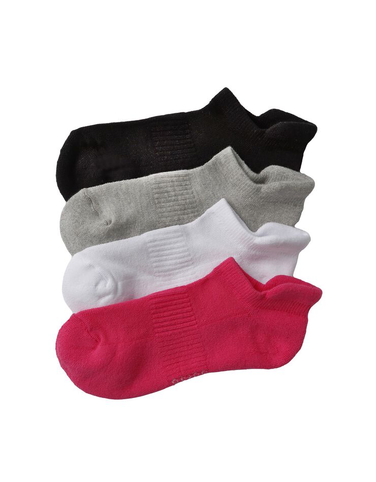 Socquettes basses spéciales sport - lot de 4 (gris / rose) Socquettes basses spéciales sport - lot de 4 (gris / rose)