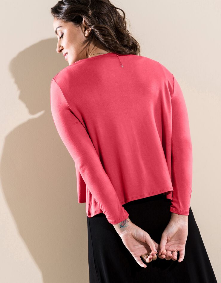 Boléro maille fluide manches 3/4 (corail)