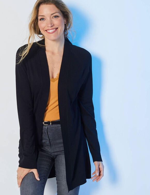 Gilet porter ouvert, manches longues (noir)