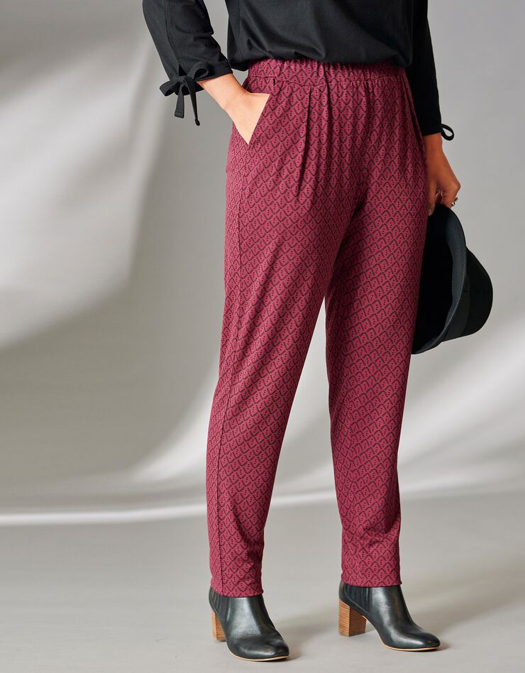 Pantalon maille imprimé (bordeaux / noir) Pantalon maille imprimé (bordeaux / noir)